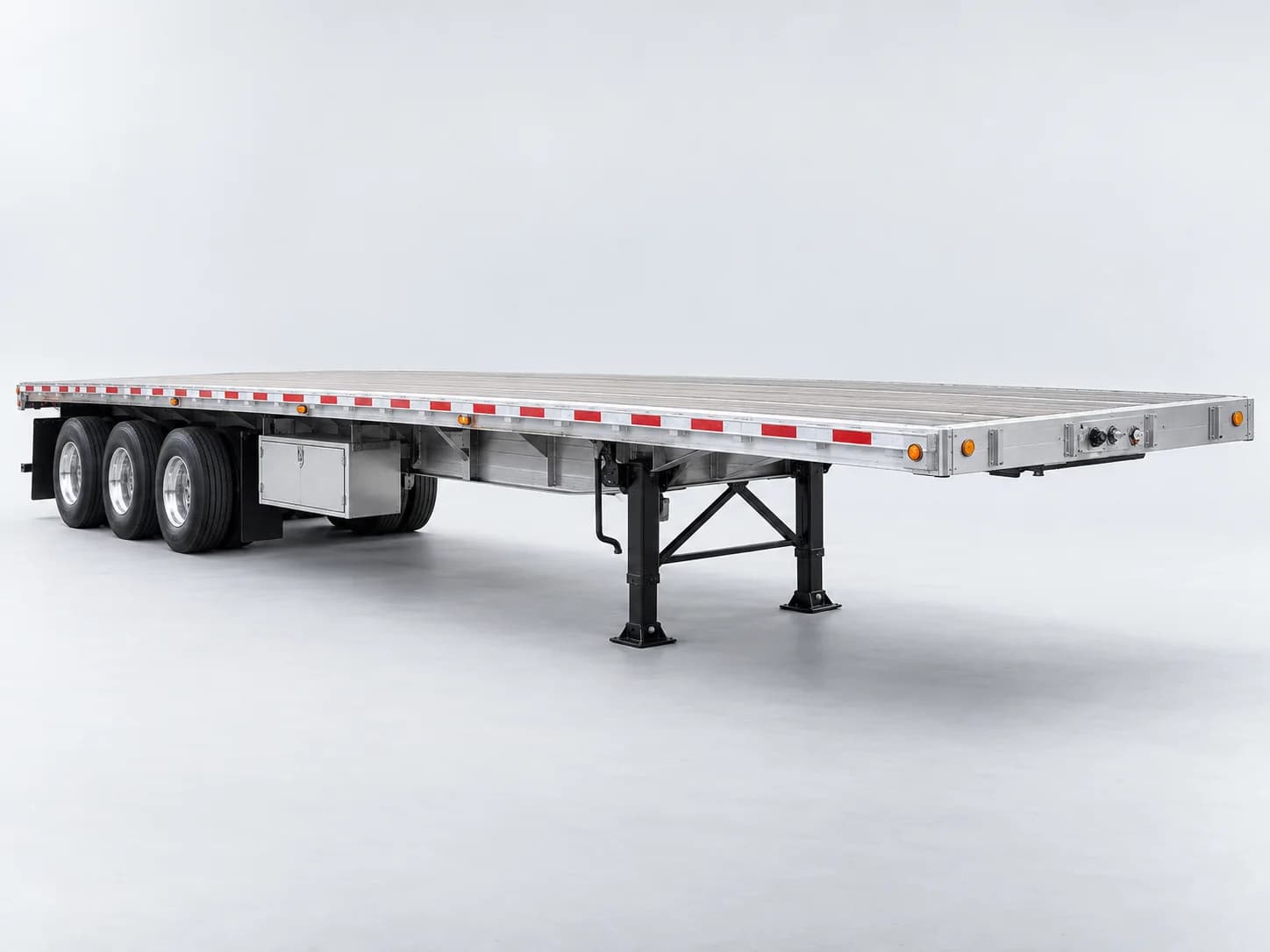 Silver 53-foot flatbed trailer